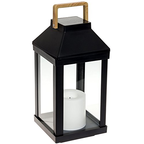 Paradise Gl29968bk Metal Solar Led Flameless Candle Lantern black