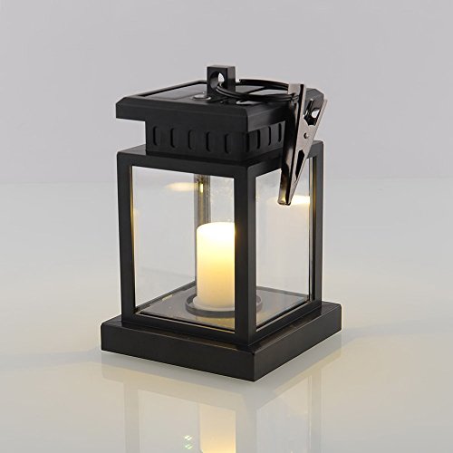 Solar Candle Lantern With Flickering Effect Traditional Solar Powered Led Candle Lamp Hanging Lantern Waterproof For Festival Garden Decoration Amber