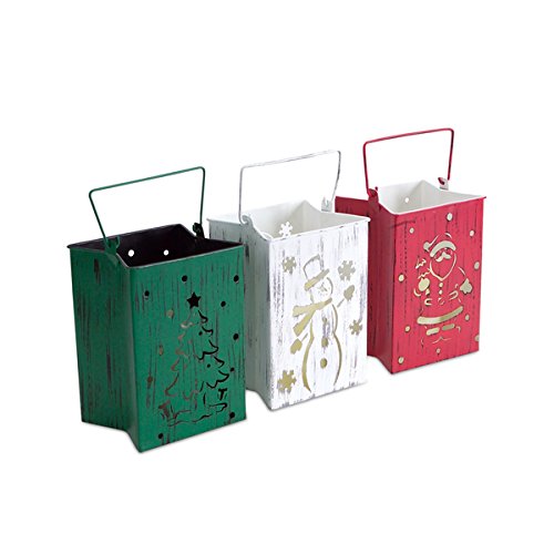 WhiteRedGreen IndoorOutdoor LED Candle Lantern Luminaries Pack of 3