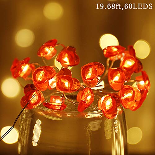 ANPHSIN 3 Pcs Valentines Day String Lights- 1968 ft 60 LEDs Romantic Red Heart Shaped Twinkle Fairy Lights Battery Operated Decorative Lights for Bedroom Wedding Indoor Party Valentines Day Decor