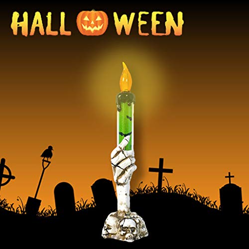 Halloween Candle LED Skull Skeletal Candle Battery Operated Decorative Lights for Bar KTV Halloween Party Decor Indoor Holiday Green