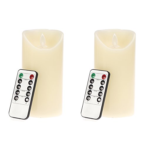 LEDMOMO 2 Pcs Flameless LED Candles Realistic Bright Candles Battery Operated Decorative Light with Remote Control and Timer for Home Decorations Bars Hotel Parties Weddings - Champagne 7515cm