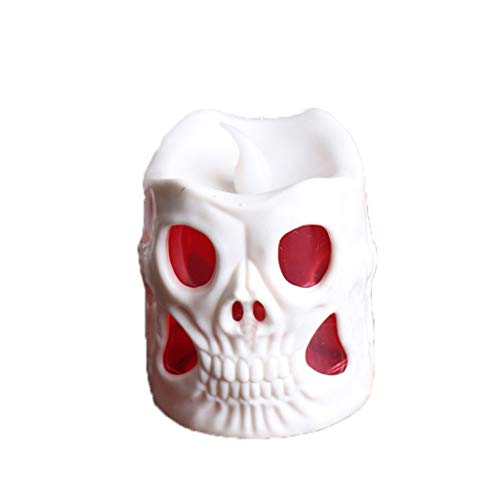 Portable Halloween Skull Candle Light Electronic Lighting Light Battery Operated Decorative Lights for Bar KTV Halloween Party Decor Indoor Holiday Red