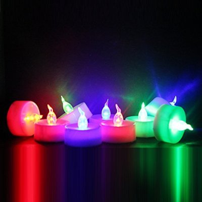 [stunning Flameless Candles] Led Flickering Tealights - Color Changing - Batteries Included Set Of 12 - Nice Gift