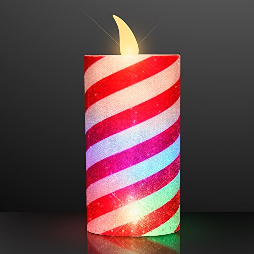 Christmas Candy Cane Flameless Candle With Flickering Color Change LEDs