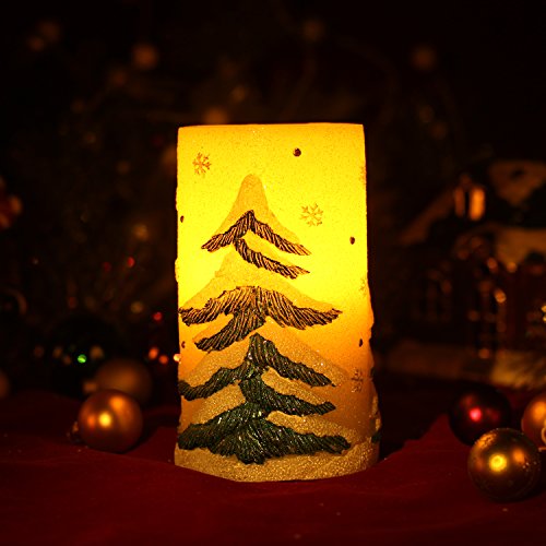 Dfl 3x6 Christmas Trees Flameless Led Candle With Timer Work With 2xc Batteries