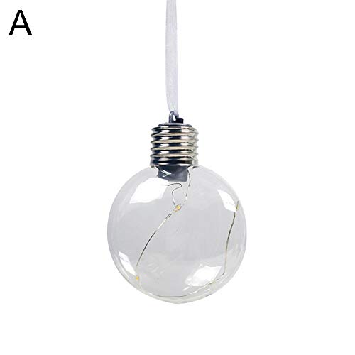 CHicoco Decorative Light Bulb Christmas Tree PET Filament Ball Hanging Battery Operate Lamp Decor A