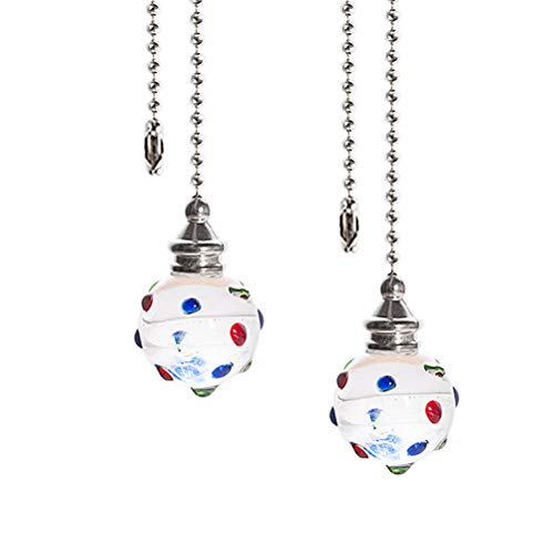 Ceiling Fan Pull Chain 2pcs 12-inch Diameter Beaded Ball Extension Chains with Decorative Light Bulb and Fan CordCeiling Fan Pull Chains