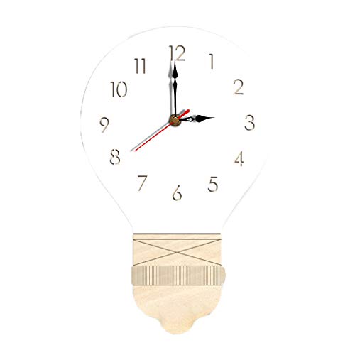 Sendke New 3D Nordic Style Wall Clock Modern Design Living Room Decorative Light Bulb Wall Watches Silent Wooden Clock