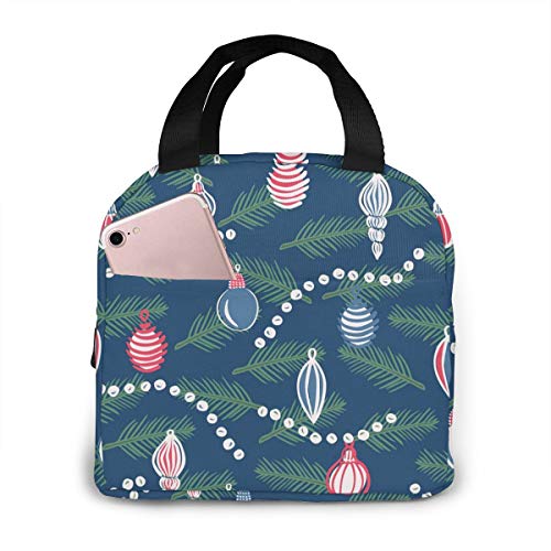 Vbcdgfg Decorative Light Bulb Portable Insulated Lunch Bag Thermal Cooler Bento Christmas New Year Gift Waterproof Lunch Tote Handbag with Pockets Durable Handles for Work School Travel