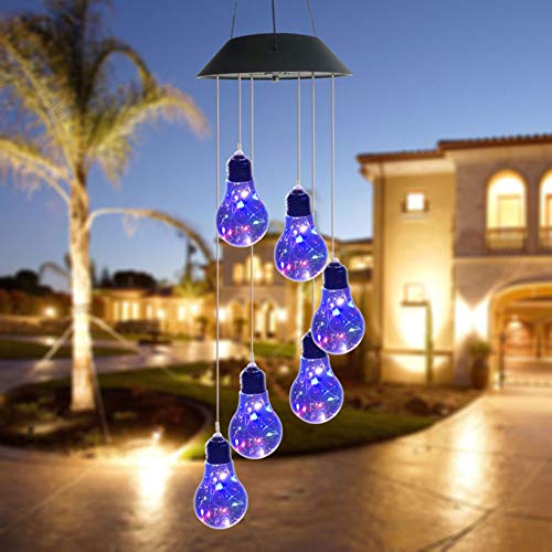 Weijl Outdoor 6 LED Solar Wind Chime Light Festive Decorative Light Bulb String String Room Corridor