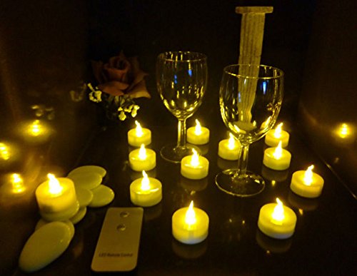 X-lighting Flickering Yellow Flameless LED Tealight Candle Light Battery Operated with Remote Rontrol Tea Lights Luminaries Birthday 24PCS  Coin Cell Battery 10 Pcs