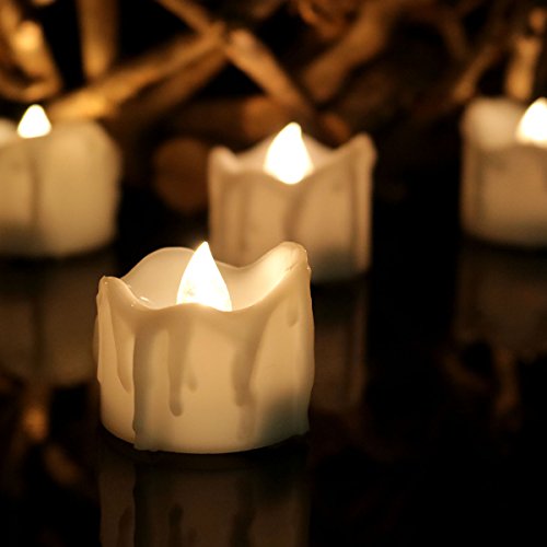 Youngerbaby 12pcs Warm White Flickering Timing LED Tea Light Candles With 100 Fake Rose Petals Flameless Battery-operated Tealights with Timer 6 Hrs on 18 Hrs Off for Wedding Christmas Outdoor