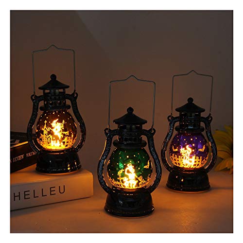 77JOK 2019 Halloween Lantern - Light for Child Decoration Lanterns Retro Lantern Waterproof Outdoor Hanging Lights LED Lantern Battery Operated Halloween Party for Garden Patio and Yard Bar Purple