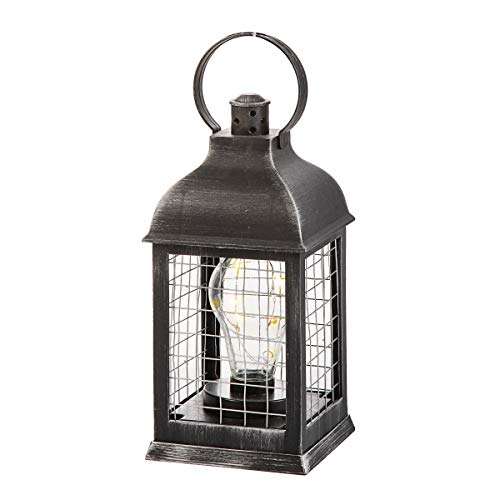 Darice Plastic LED Lantern Distressed Silver 413 x 886 inches Battery Operated 6 18 Hour Off Timer