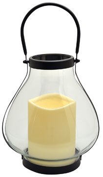 Gerson Everlasting Glow 38538 Battery Operated Metal and Glass School House Lantern with 45 by 6 LED Resin Candle 825-Inch by 1025-Inch Black