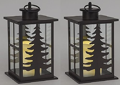 Northern Intl GL29382BR Battery Operated Tree Designed Candle Lantern - Quantity 2