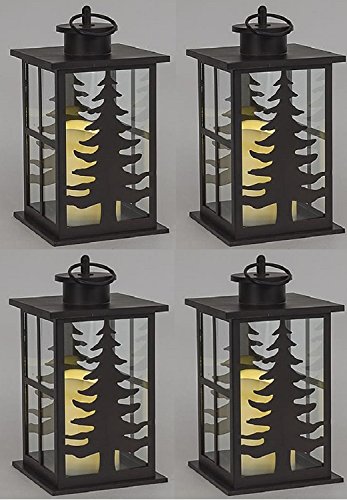 Northern Intl GL29382BR Battery Operated Tree Designed Candle Lantern - Quantity 4