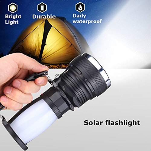 FidgetFidget Solar Power Rechargeable Battery LED Flashlight Camping Tent Light Lantern Lamp