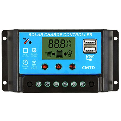 LCD Solar Charge Controller PWM Charging Regulator for Solar Panel Lithium Battery Lamp Overload Protection 10A 126V