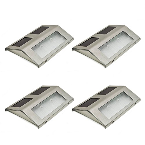 ALEKO 4JW-203 Solar Powered Outdoor Stairs Wall Mounted LED Decorative Light Lamp Lot of 4