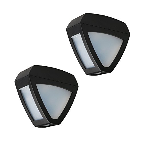 ALEKO SLSC01062 Lot of 2 Solar Powered LED Decorative Light Lamp for Outdoor Garden Fence Pathway Stairs Wall Mounted Light Lamp Step Light