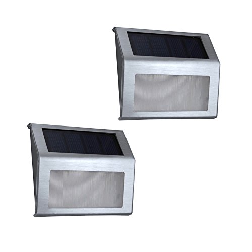 ALEKOÂ SLSC0270 Lot of 2 Solar Powered LED Decorative Light Lamp for Outdoor Garden Fence Pathway Stairs Wall Mounted Light Lamp