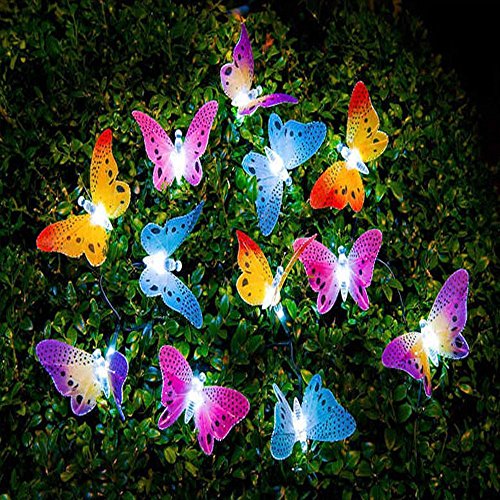 Image&reg Butterfly Solar String Lights Decorative Multi-color Beautiful Animal Design Light 20 Led For Garden Lawn