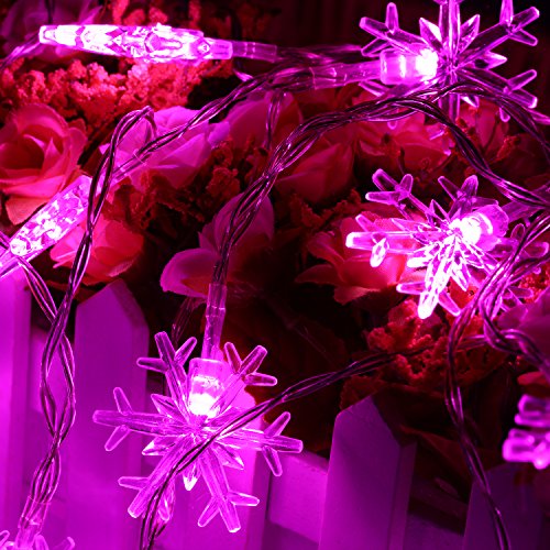 LED Decorative LightsZCForest Indoor String Lights 25M 20 LED Snowflake Fairy lights Battery Remote Starry Light For Garden wedding party Valentines day Halloween Christmas pink