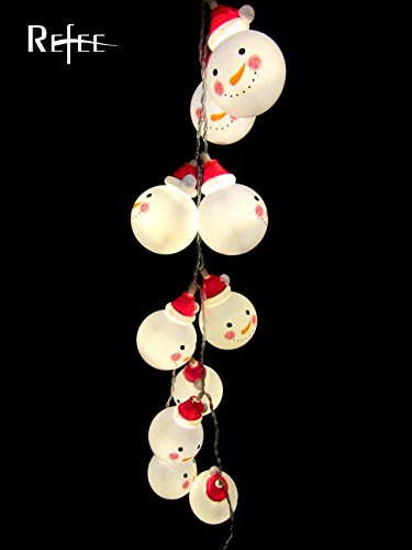 Refee Snowman Shape 10 LEDs Decorative Light Strings for Outdoor Party  Christmas Wedding and Home garden etc Warm white