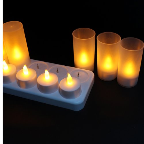 12 LED Night Rechargeable Flameless Candle Light For Xmas Party