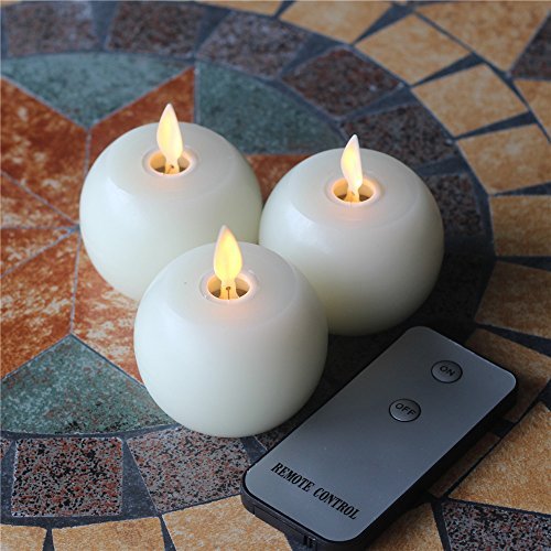 Rechargeable Wax Flameless Candles With Timer And Remote Set Of 3 Ivory