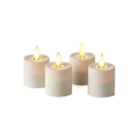 Set Of 4 Rechargeable Flameless Tea Light Candles By Luminara 4 White Unscented Flameless Tea Lights