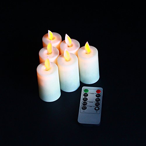Set Of 6 Rechargeable Remote Control Flameless Led Tea Light Candlevivid Swing Flame Wickplus Timerdimmersteady