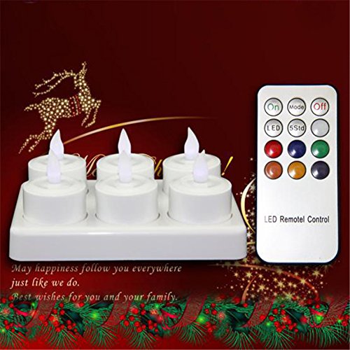 Tbw Led Rechargeable Flameless Tea Light Candles With Holders And Remote Control Multicolor Light Wax-less