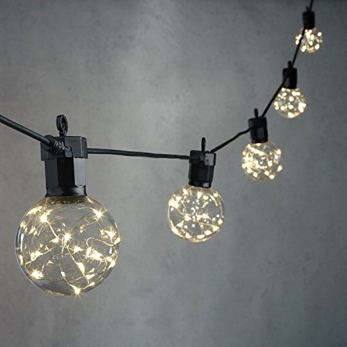 10 Light Globe String Lights With 15 Bright Silver Wire Micro Led Fairy Lights Water Resistant 22 Feet Ul Listed