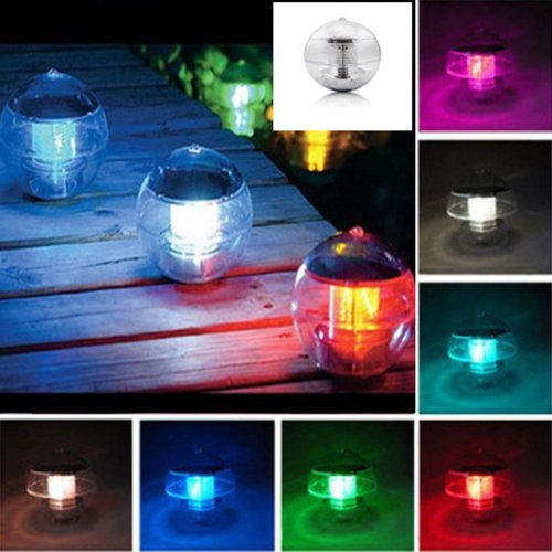 Click Down Sun Solar Power Color Changing LED Globe Light Waterproof Floating Swimming Pool Party Decor 1 Pcs