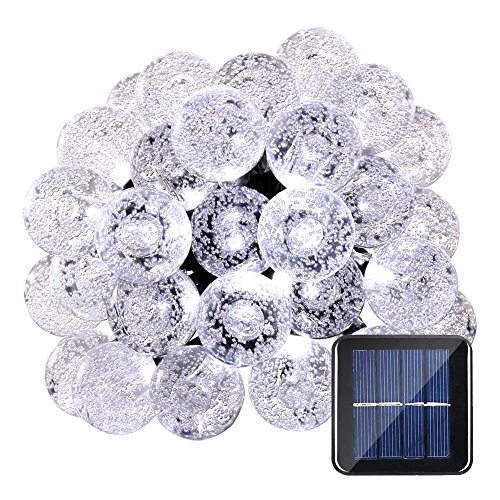 Qedertek Globe Solar String Lights 197ft 30 LED Fairy Lights Outdoor Solar Lights for Home Garden Patio Lawn Party and Holiday Decoration White