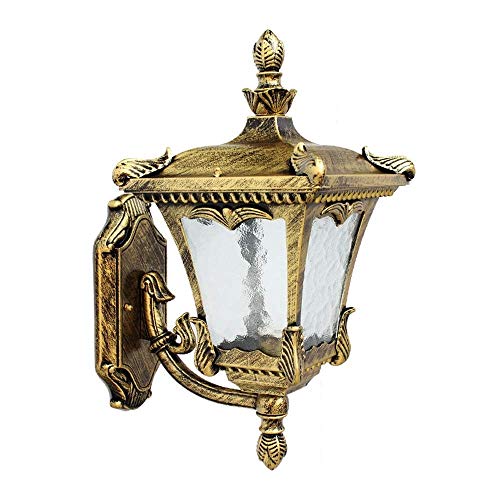 HWZQHJY Brass Vintage Creative E27 Glass Aluminum Outdoor Wall Lantern Lights European Waterproof Anti Rust Retro Industrial Wall Lamp Garden Street Villa Door Decorative Wall Sconce