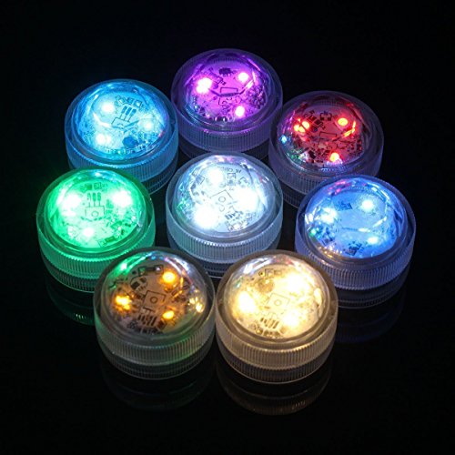 Thiroom 12pcs RGB Waterproof Submersible Aquarium Fish Tank Bar Vase Light Tealight Candle Light with Remote For Wedding Birthday Anniversary