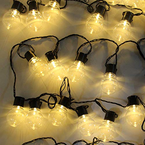 Fostudork String Lights 10m Outdoor led Globe Bulb Fairy String Light Christmas Light G50 38 led String Fairy Light Garland Wedding Party Home DecorMilky CoverWarm White 110V