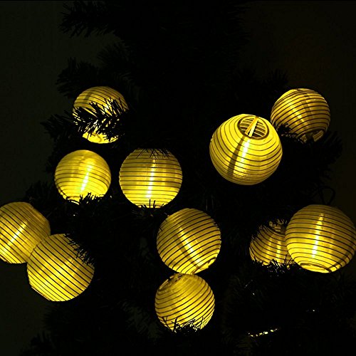 Solar Light String of Lantern String Lights with 20 LED Globe Bulbs Fairy Light for Waterproof Outdoor Xmas Halloween Garden Patio Home Holiday Path Lawn Party Decoration Warm White