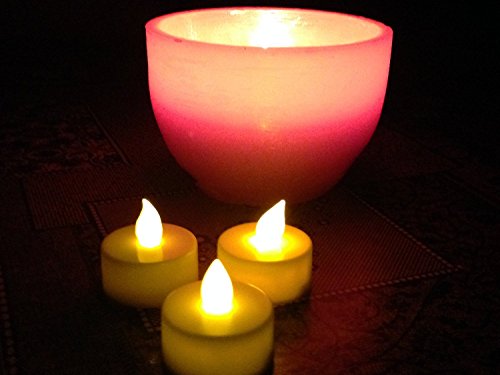 Freedi 12Pcs Battery-powered Flameless LED Tealight Candles Warm White Flickering Tealight Beautiful and Elegant Unscented LED Candles for Wedding Christmas Party
