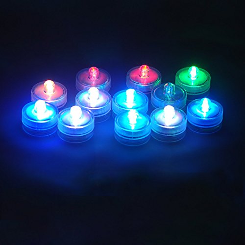 Seekingtag Floating LED Candles Set of 12Waterproof LED Candles with Colored flickering - Battery Operated Flameless LED Candles For Wedding Party Decoration