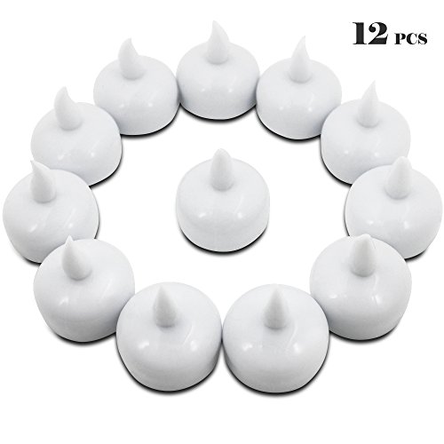 Set Of 12 Floating Led Candlesdland Colour Changing Mood Tea Lights Waterproof Cool White Wedding Holiday Christmas