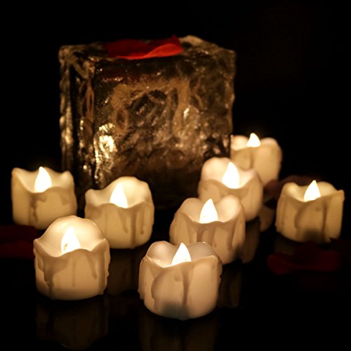 Youngerbaby 24pcs Flicker Warm White Battery Operated Candles Unscented Small Electric Candle Flameless Candles Min Led Tea Lights Candles for Wedding Christmas Party24pcs Flickering Warm White