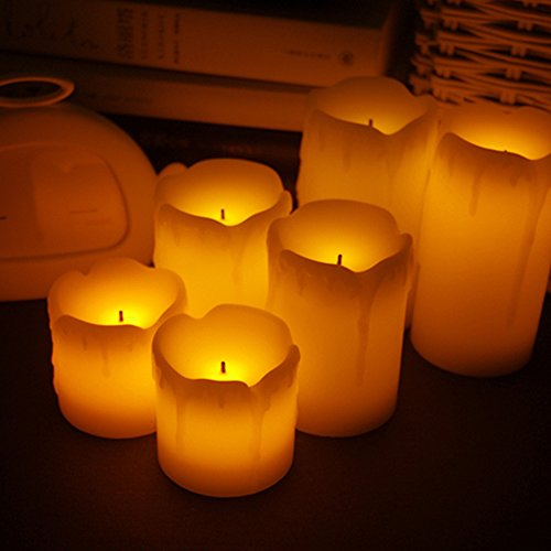 funlife 3 Pcs Wedding Party LED Candle Happy Tear Ivory Home Decoration