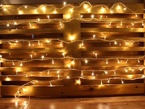 25ft Warm White 100 Leds Battery Operated Outdoor And Indoor Extendable String Lights With 8 Functions Controller