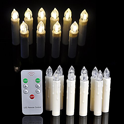 Xabl Set Of 10 Led Taper Candles Warm White Lights With Remote Control And Clips For Decoration Home And Christmas