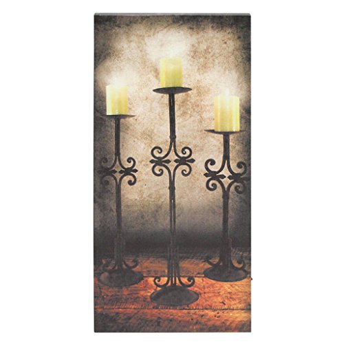 Kennedys Country Collection 71449 - 20&quot X 10&quot X 34&quot -quotwrought Iron Candles&quot Battery Operated Led Lighted Canvas